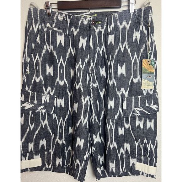 NEW True Grit Men's Size 34 Gray White Ikat Cargo Cotton Casual Shorts NWT $155 - Picture 2 of 15